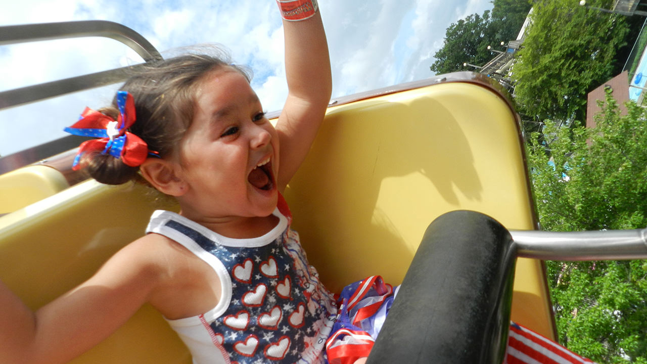 A guest riding the Sea Dragon