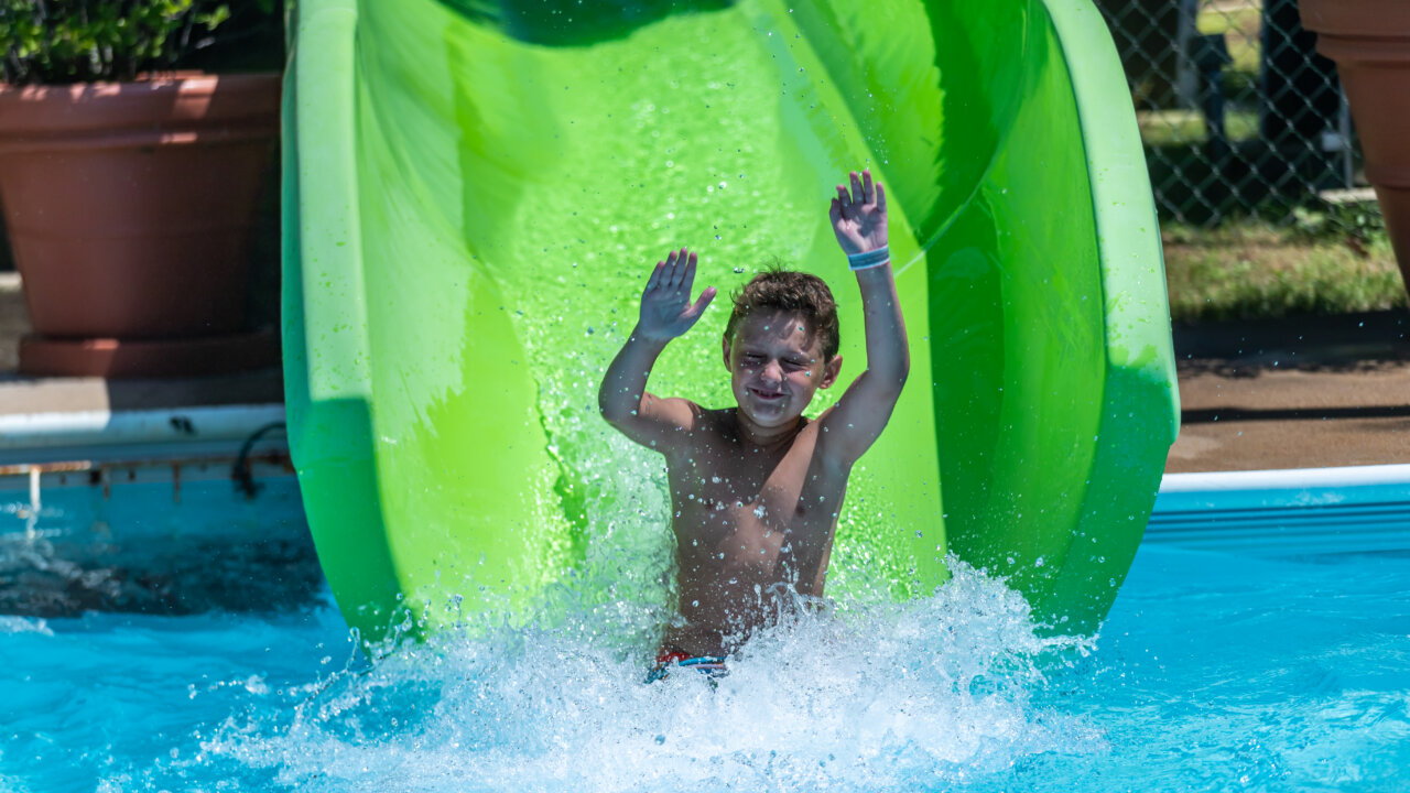 Guest on Presque Isle Plunge slide