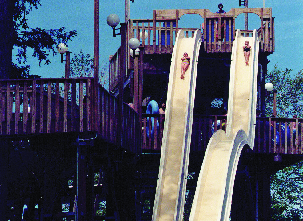 Water World Speed and Freefall slides in the 1980s.