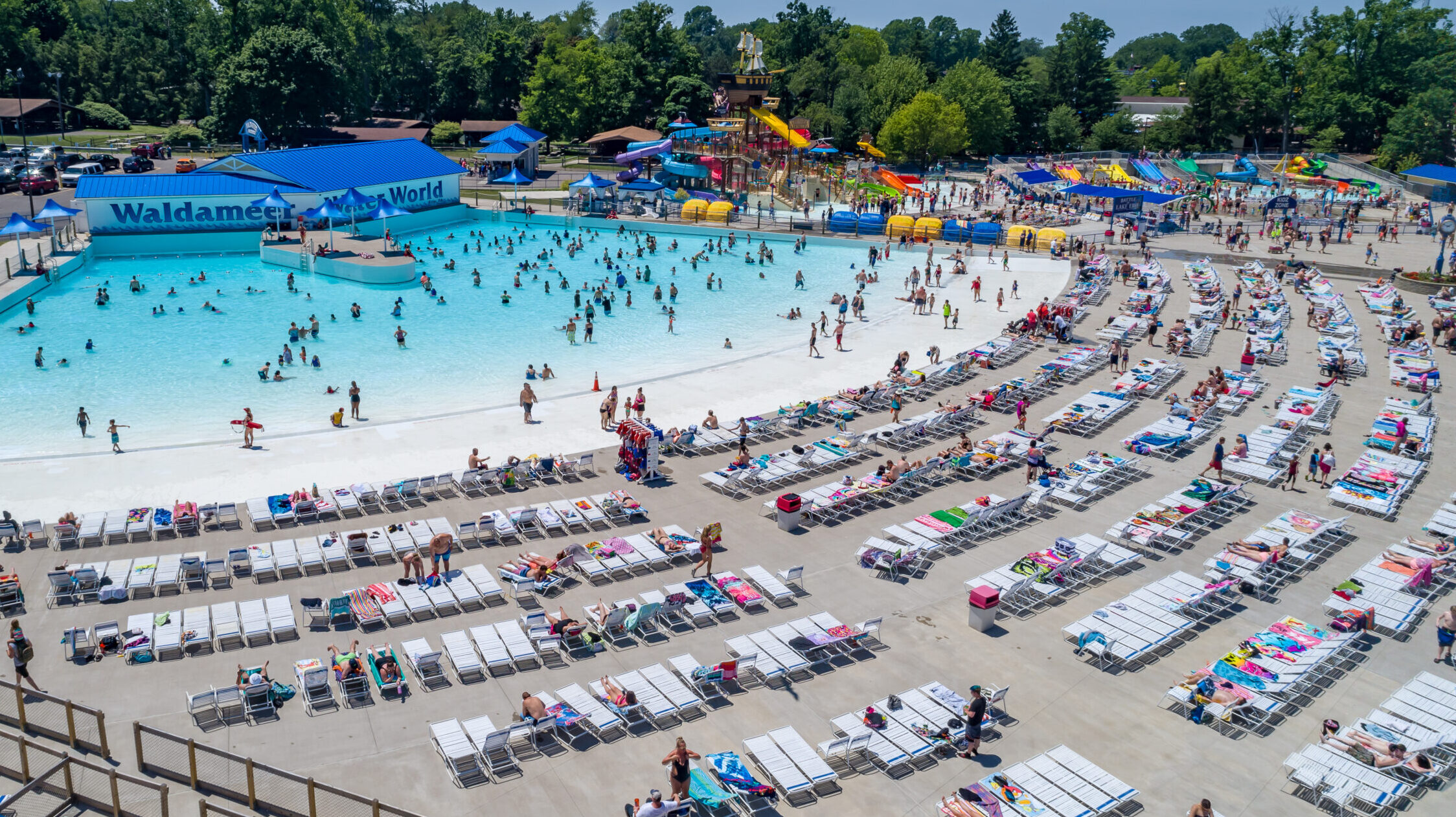 Aerial view of the Wave Pool in Water World.