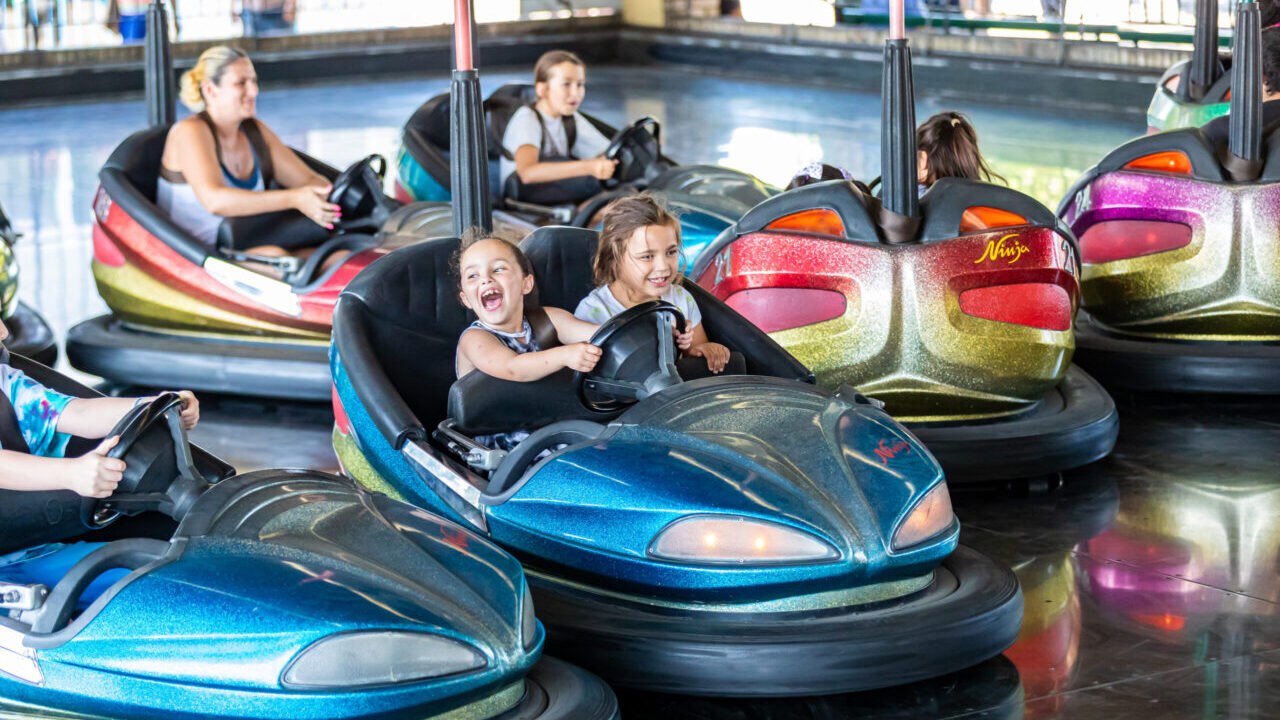 Guests enjoying the Dodgem ride at Waldameer.