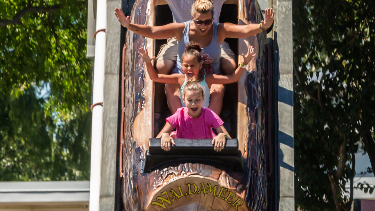 Guests riding Thunder River at Waldameer.