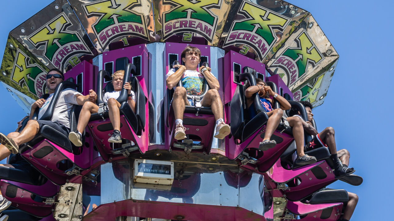 Scared riders on XScream at Waldameer.