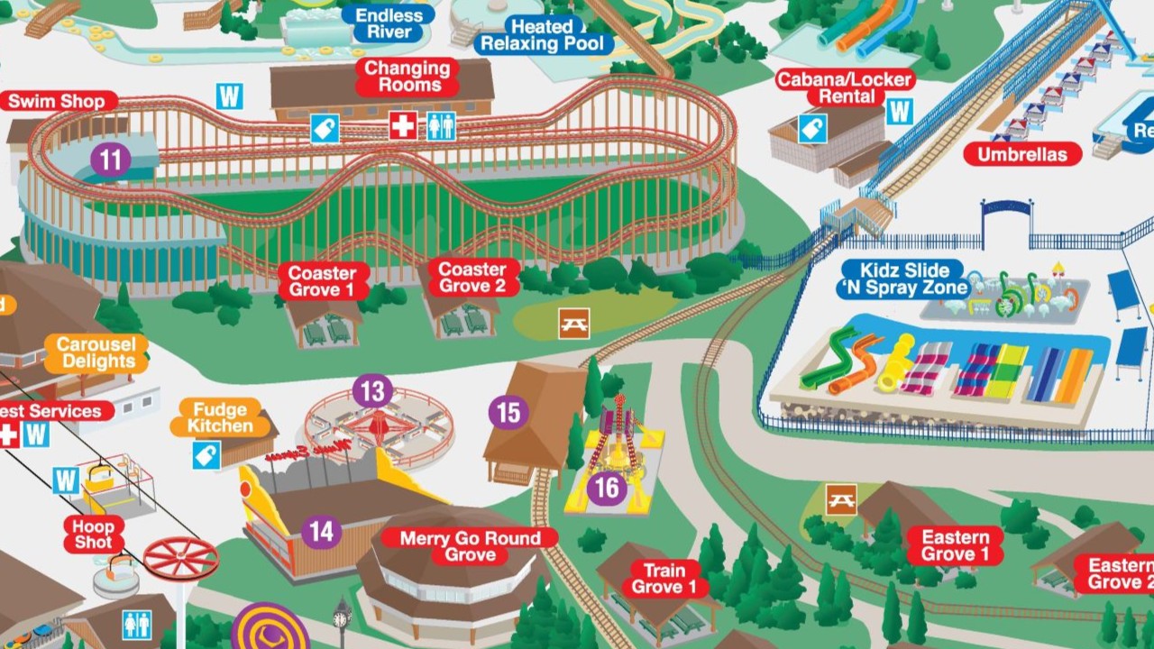 Portion of the map of Waldameer and Water World.