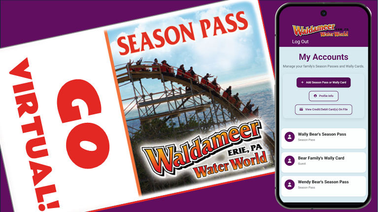 Season Pass card with phone showing the Season Pass account management app.