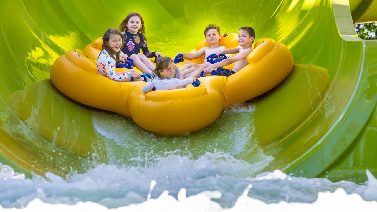 Riders on Big Water Bend in Water World.