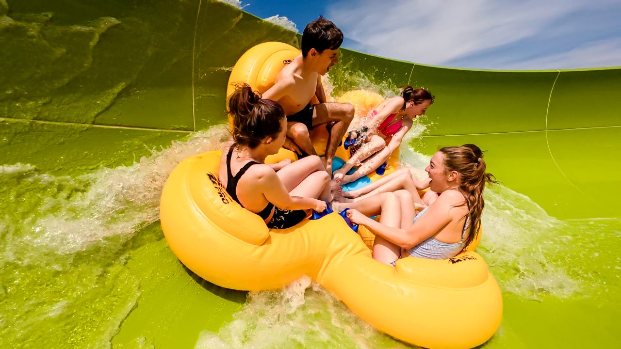 Riders on Big Water Bend in Water World.
