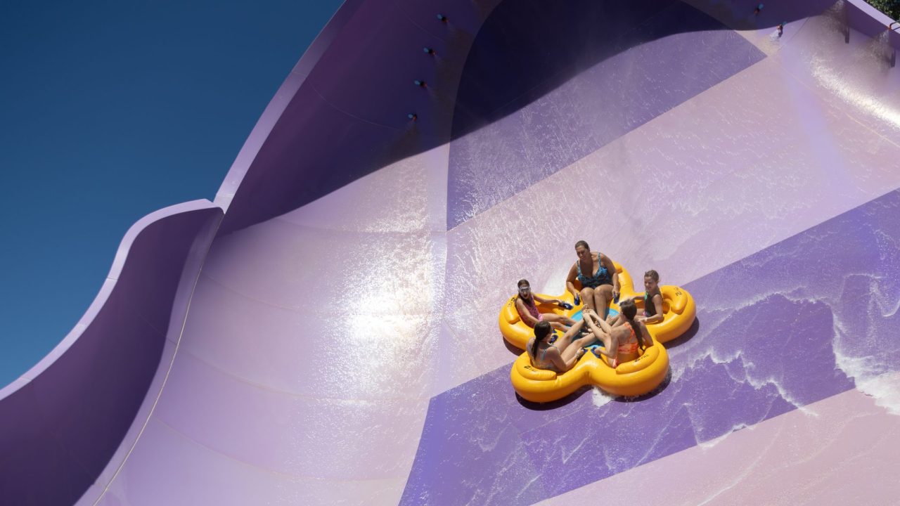 Riders on Presque Isle Plunge in Water World.